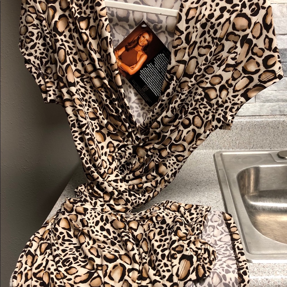 Leopard high low wrap dress